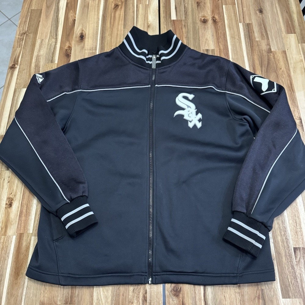 Chicago‎ White Sox Jacket Mens M Black Majestic Authentic Collection Retro Coach